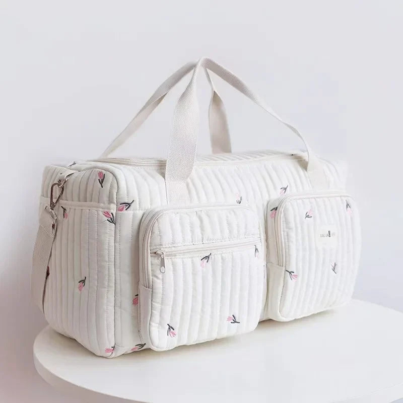 Large Capacity Mommy Diaper Tote Cotton Shoulder Maternity Bag for Women