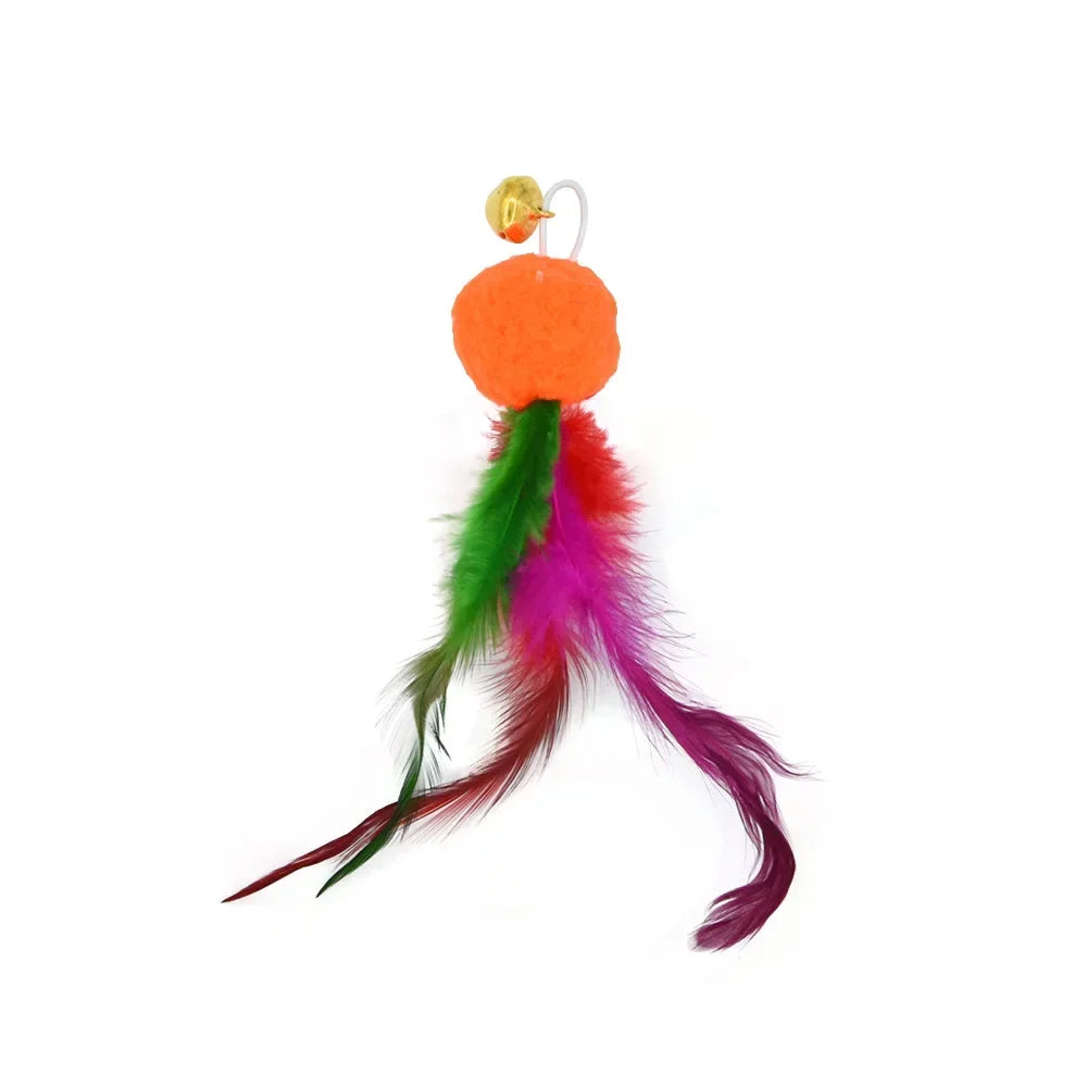 Interactive Cat Feather Toy Refill Kit – Feather Birds, Faux Worm & Foam Ball with Bell for Kittens