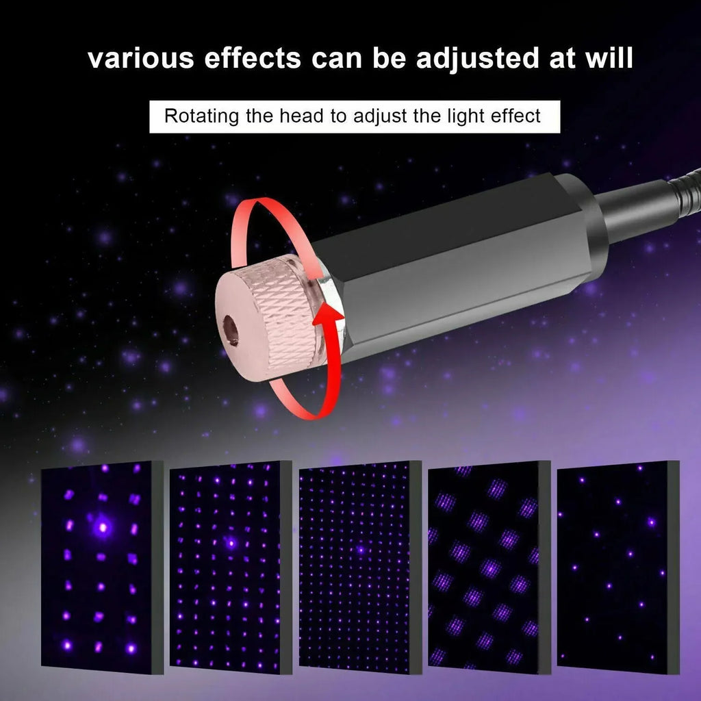 LED Car Starry Sky Projector Light USB Adjustable Interior Atmosphere Night Lamp