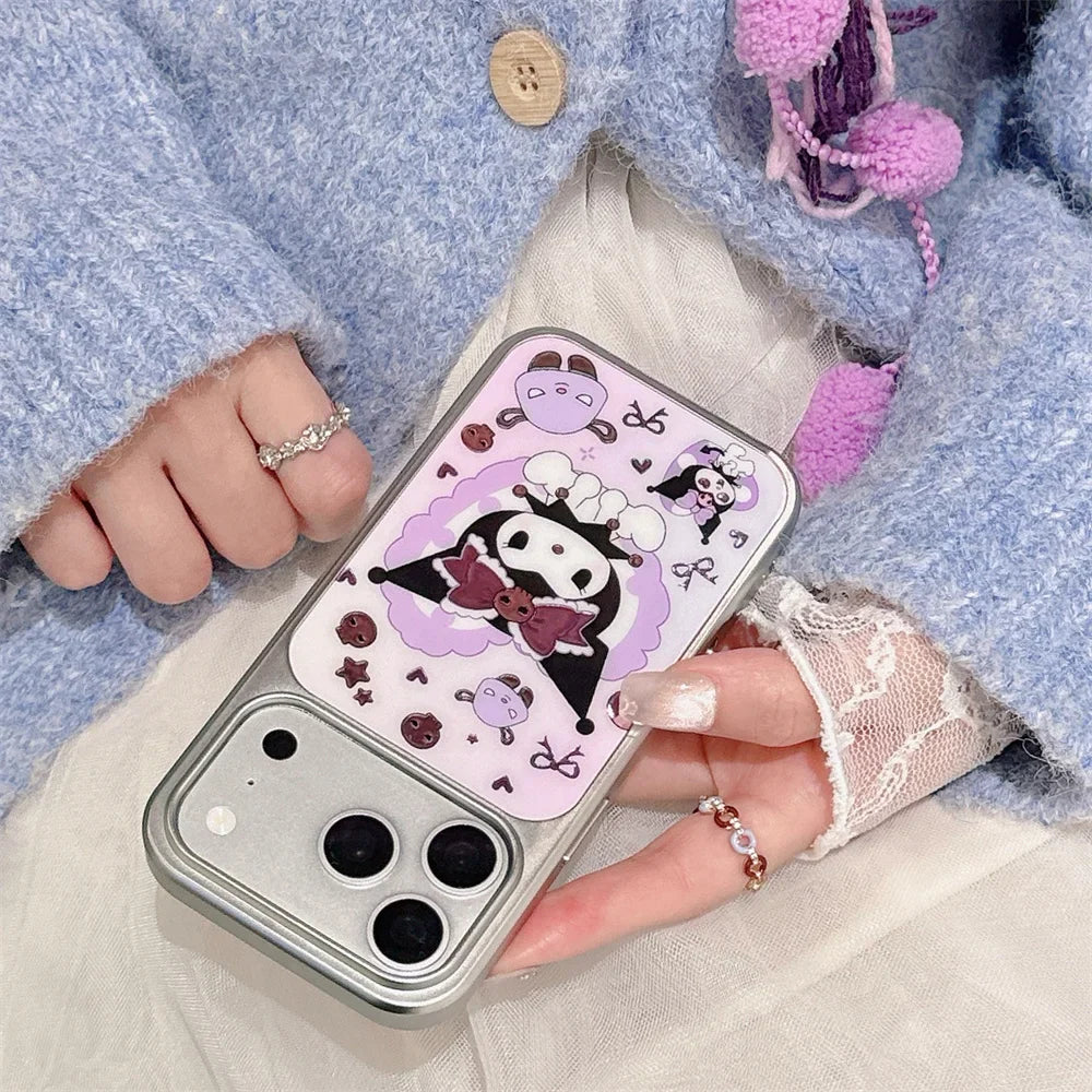 Cute Kuromi Electroplated Phone case for iPhone 17 Pro 14 16 15 Pro Max Fundas Cartoon Cases 16 Max Shockproof Protective Cover