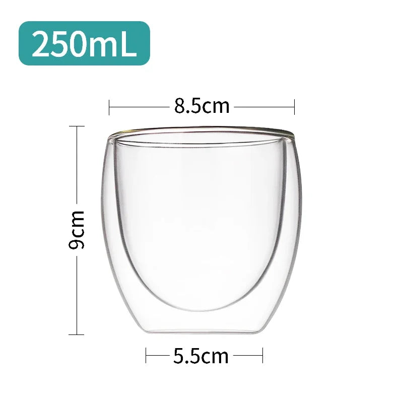 Double Wall Borosilicate Glass Mug - Heat-Resistant Insulated Tumbler for Coffee, Tea, Whiskey, Beer & Cocktails - Gift