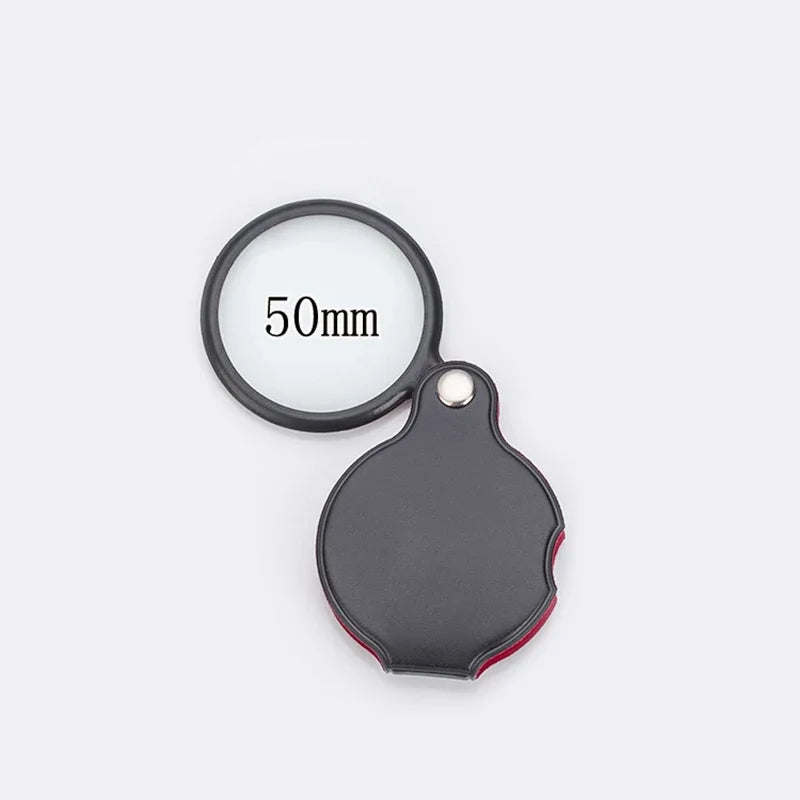 Folding Pocket Magnifier 6X/8X 50mm/60mm Leather Case Portable Handheld Loupe for Reading & Jewelry
