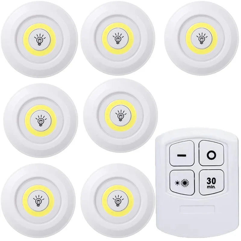 Dimmable Battery-Operated LED Under-Cabinet Light with Remote — Closet, Wardrobe & Bathroom Night Lamp