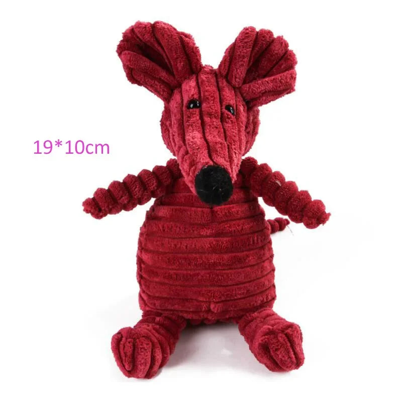 Plush Corduroy Squeaky Dog Toy, Bite-Resistant Animal Plush for Puppies & Small to Large Dogs, Training & Chew Toy