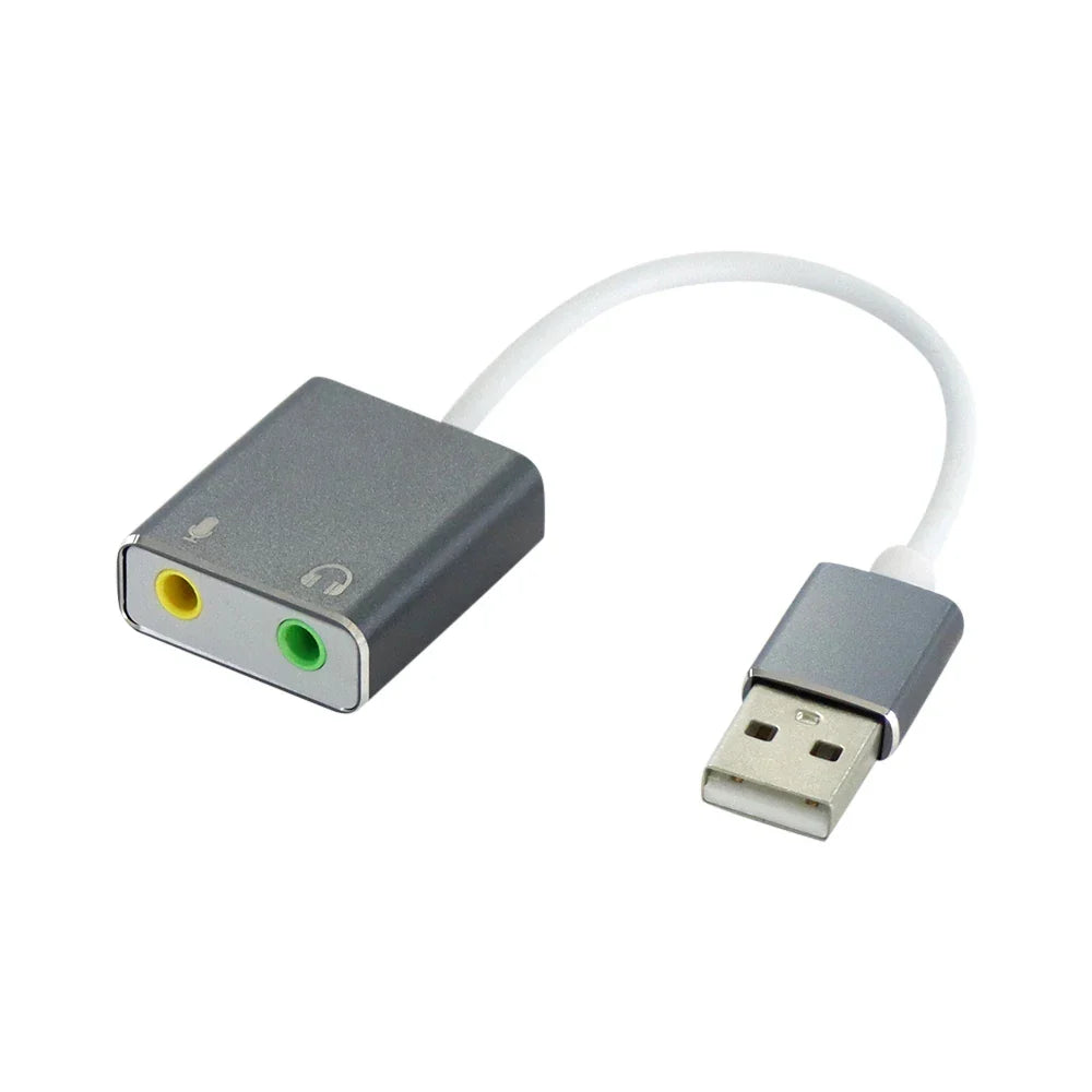 USB-C to 3.5mm Audio Adapter External USB Sound Card — Headphone & Mic Jack for Laptop MacBook Pro