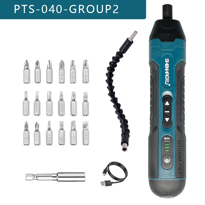 Mini Cordless Electric Screwdriver 3.6V Rechargeable 1300mAh USB-C, Precision Screwdriver with LED & Torque Control, 1/4" (6.35mm) Chuck