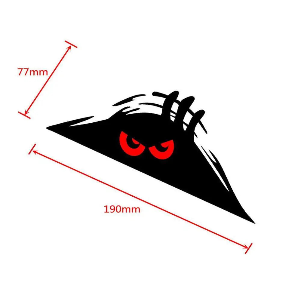 Peeping Eye Car Door Sticker Reflective Carbon Fiber Look Decal 190 x 77mm (7.48 x 3.03 in) Red Eyes