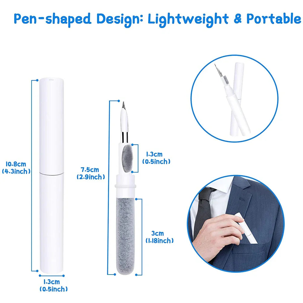 3-in-1 Earbud Cleaning Pen Kit – Wireless Earbuds Case & Charging Port Cleaner with Microfiber Brush