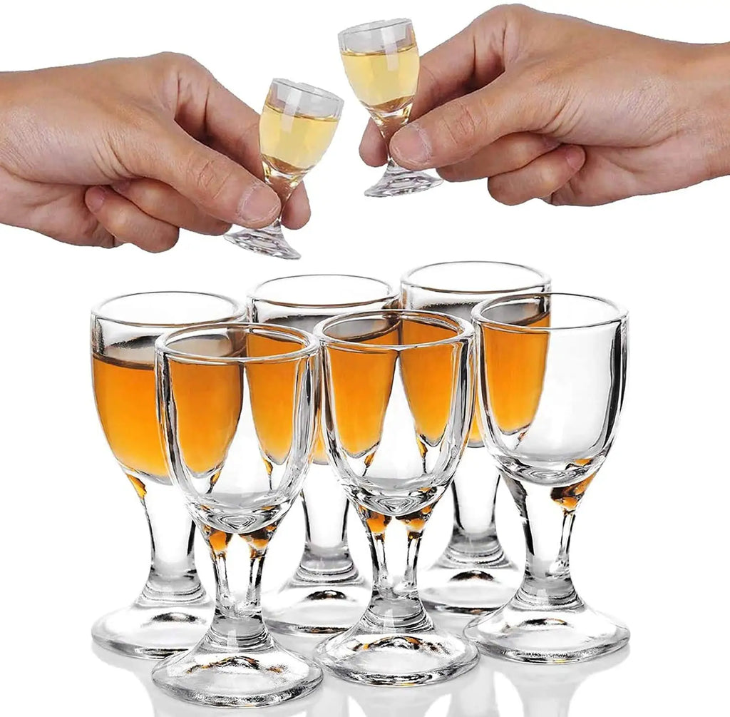 6-Pack Mini Stem Shot Glasses Set — 10/15/25 ml (0.34/0.51/0.85 fl oz) Clear Glass Mini Wine Cups for Sake & Spirits