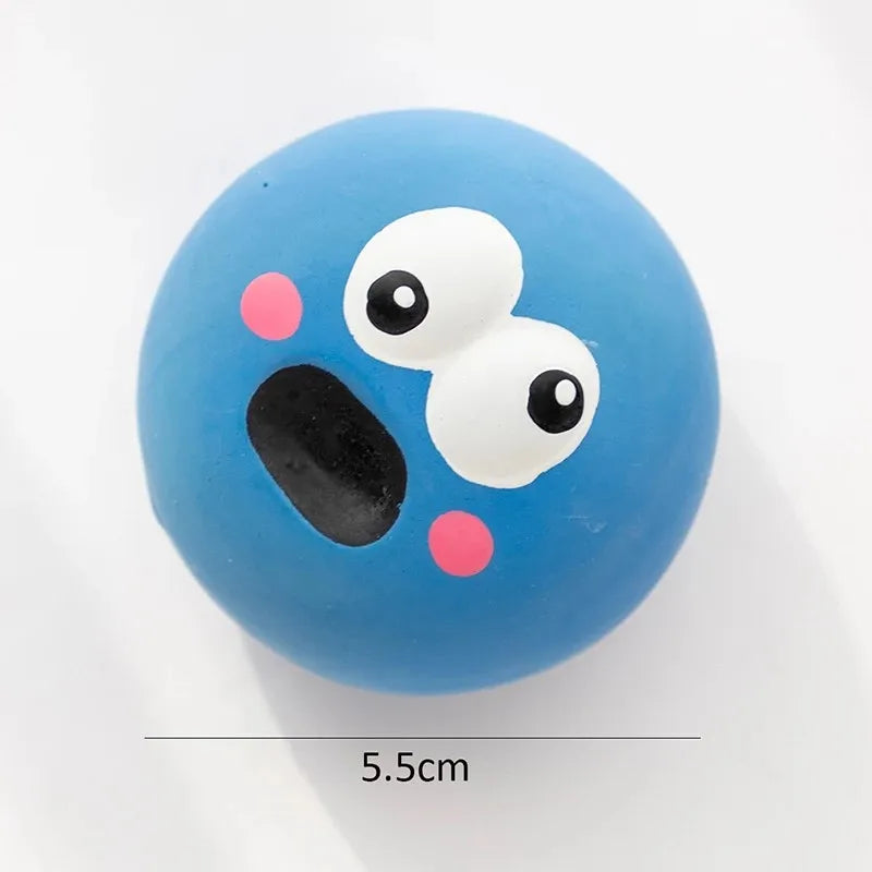 Dog Squeaky Chew Ball - Bite-Resistant Rubber Dental Cleaning Toy