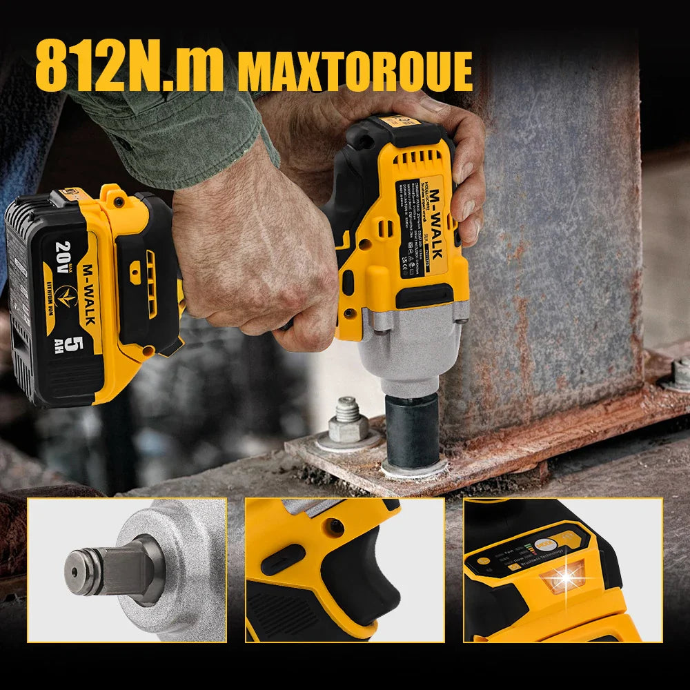 812 N·m Brushless Cordless 1/2-Inch (12.7 mm) Impact Wrench — Compatible with 20V Slide-Style Battery