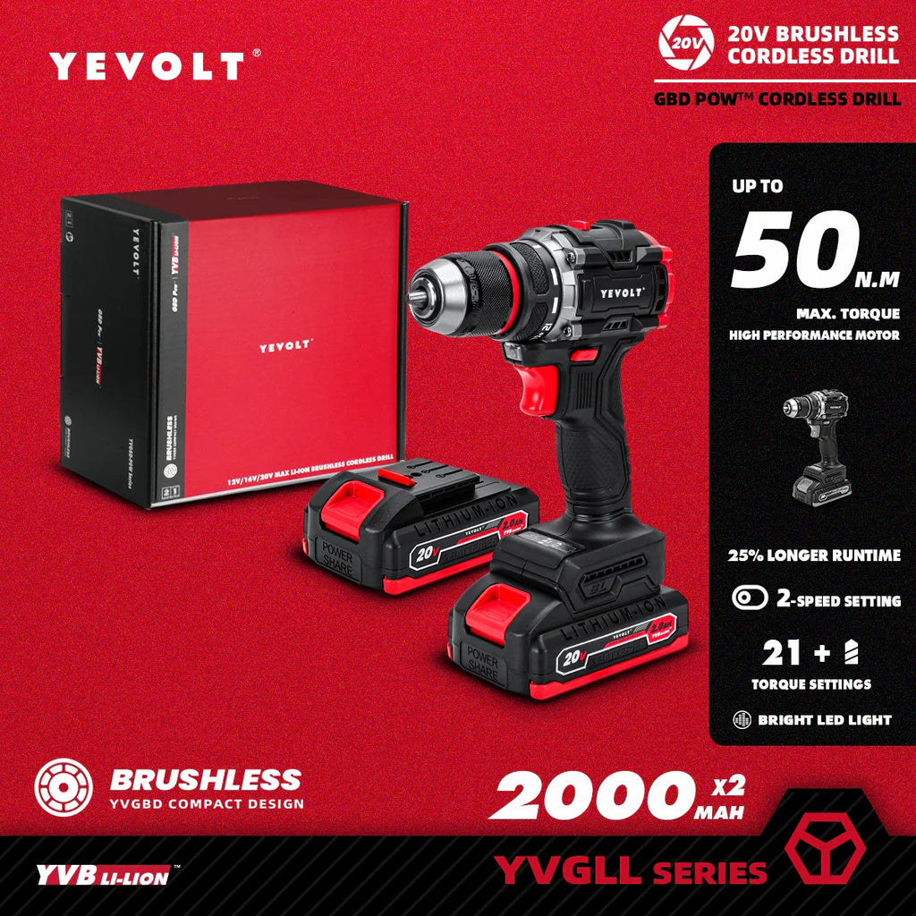 20V Brushless Cordless Drill Driver, Compact 21+1 Torque Keyless 3/8\" (0.8–10mm) Handheld Screwdriver with LED