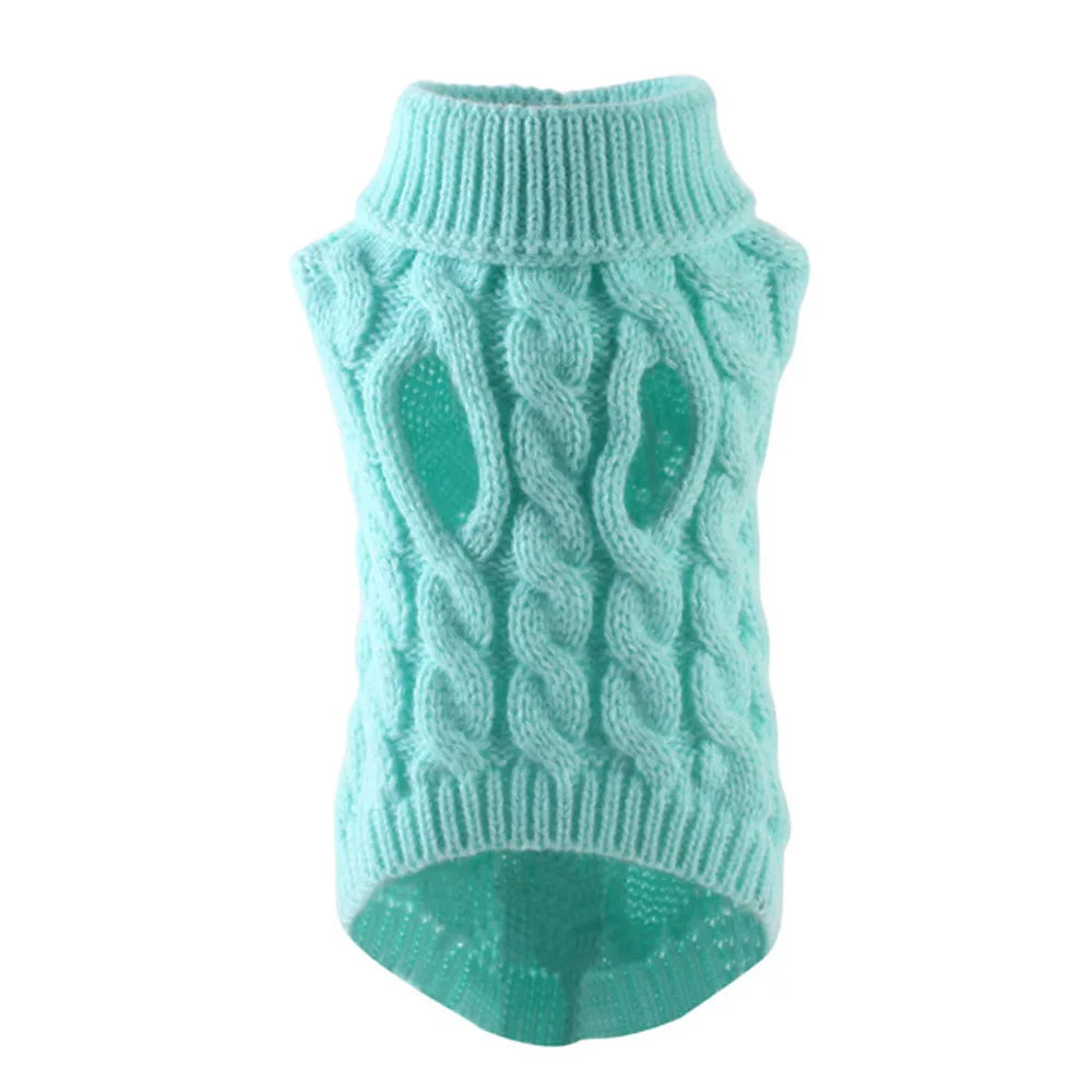 Knitted Cable Dog Sweater - Warm Autumn/Winter Pullover for Small Dogs