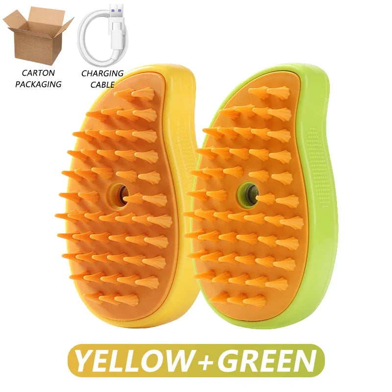 3-in-1 Pet Steamy Brush – Electric Spray Groomer, Silicone Massage & Hair Remover for Cats & Dogs