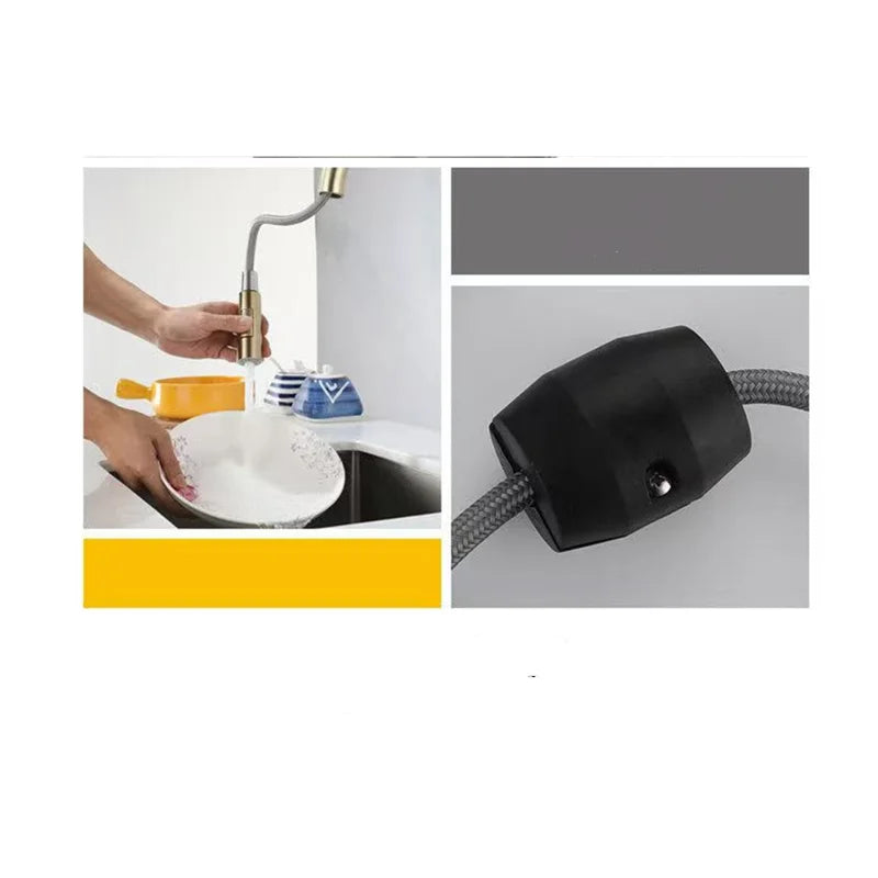 Black Pull-Out Kitchen Faucet 2-Mode Spray & Stream, Deck-Mounted Single-Handle Mixer, 304 Stainless Steel, 1/2-inch Connection