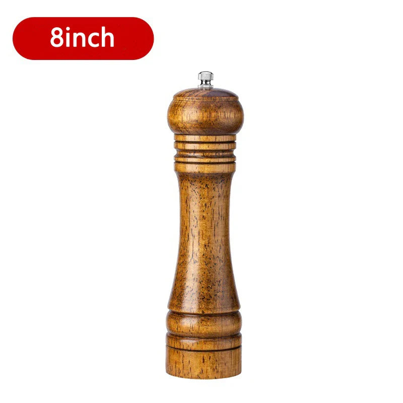 Solid Wood Salt & Pepper Mills - Refillable Spice Grinder with Adjustable Ceramic Core - 5, 8, 10 in (12.7, 20.3, 25.4 cm)