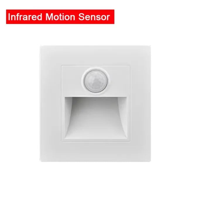 PIR Motion Sensor Recessed LED Night Light 86mm (3.4 in) AC 110-240V for Staircase Bedroom Hallway