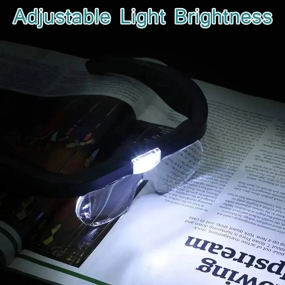 Head-Mounted LED Magnifying Glasses USB Rechargeable – 1.5x, 2.5x, 3.5x, 5.0x Interchangeable Lenses for Watch Repair & Reading