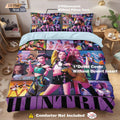3-Piece K-Pop Devil Girl Print Duvet Cover Set - Microfiber Polyester, Machine Washable, Multiple Sizes (1.0m–2.8m)
