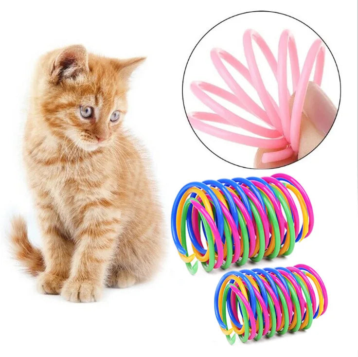 Kitten Coil Spring Cat Toys - Interactive Bouncy Plastic Spiral Springs for Cats & Ferrets