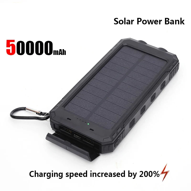 200,000mAh Solar Power Bank 120W Fast-Charge Portable Charger with USB-C & USB-A, Solar Panel & Flashlight
