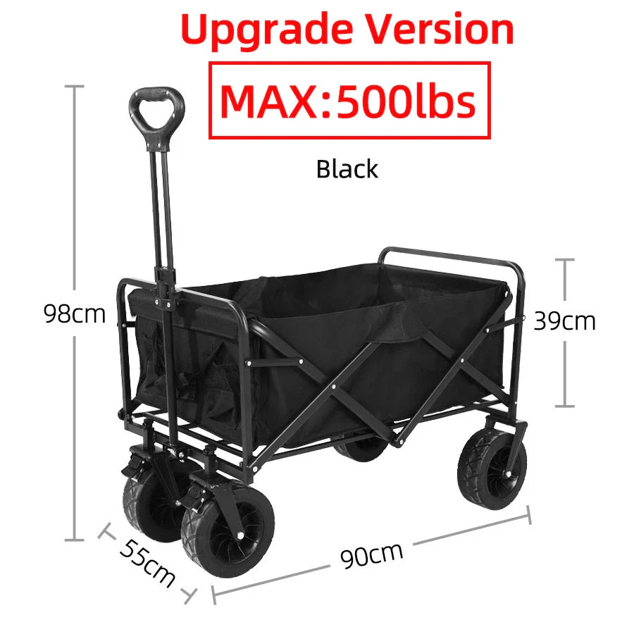 Heavy-Duty Collapsible Folding Beach Wagon Large Capacity Portable Utility Cart with All-Terrain Wheels