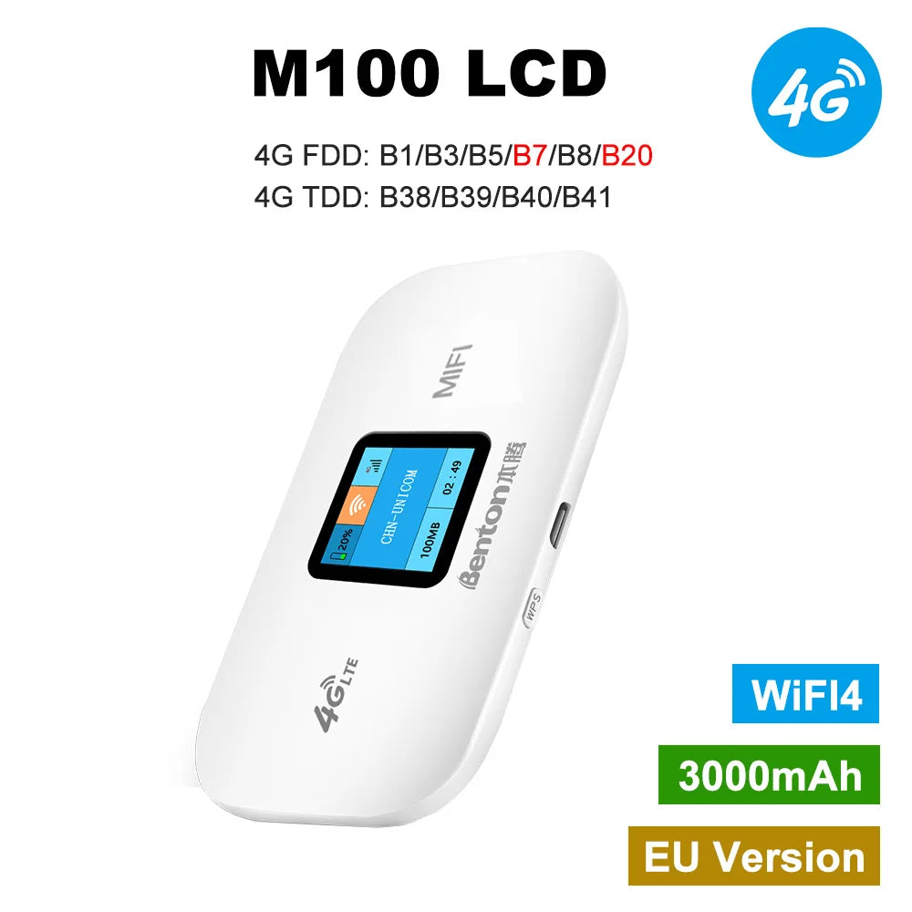 Unlocked MiFi WiFi 6 Mobile 3G/4G LTE Router with SIM Slot - 2.4GHz 150Mbps Portable Travel WiFi Hotspot