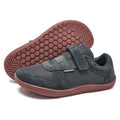 Kids Wide-Toe Barefoot Sneakers — Lightweight Hook & Loop Mesh with Faux Leather Toe