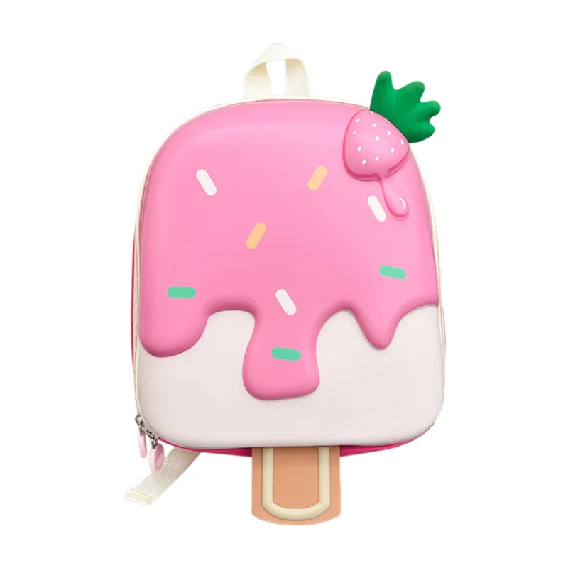 Ice Cream Shape Kids Backpack for Kindergarten - Cute Cartoon School Bag for Girls & Boys, Ages 4-6 (PVC, Zipper)