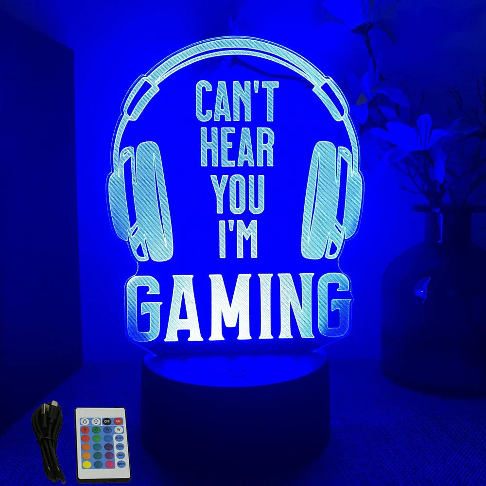 Neon Gamer 3D LED Night Light RGB – Gaming Table Lamp for Kids, Bedroom & Gamer Room