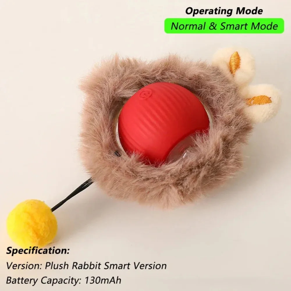 Interactive Rechargeable Rolling Cat Ball with Faux Tail – Automatic Smart Pet Toy for Cats & Small Dogs