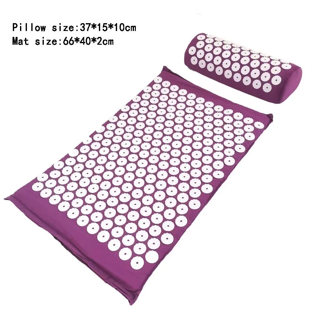 Acupressure Spike Mat & Pillow Set – 26 x 16 x 0.8 in (66 x 40 x 2 cm) Back & Neck Pain Relief Massage