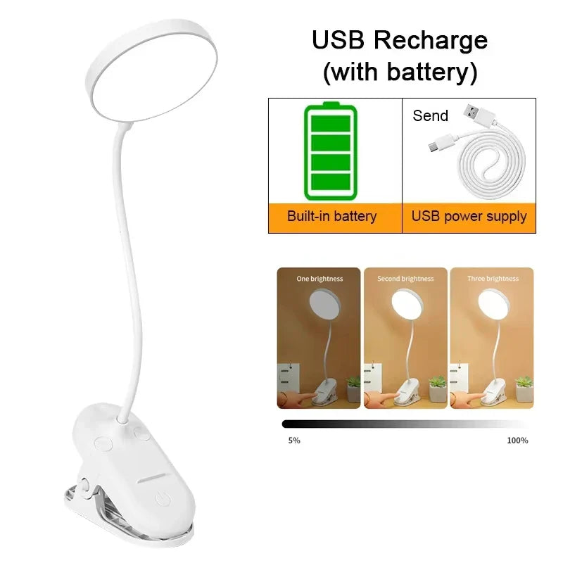 LED Touch Desk Lamp, Rechargeable Dimmable Metal & Crystal Table Light — 3-Color Portable USB for Office Bedroom Living Room