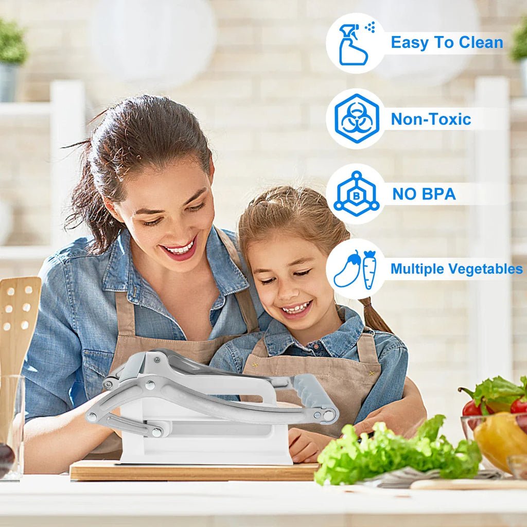 French Fry Cutter Stainless Steel Potato Chipper with 25 & 49-Hole Blades - Manual Vegetable Slicer with Suction Base
