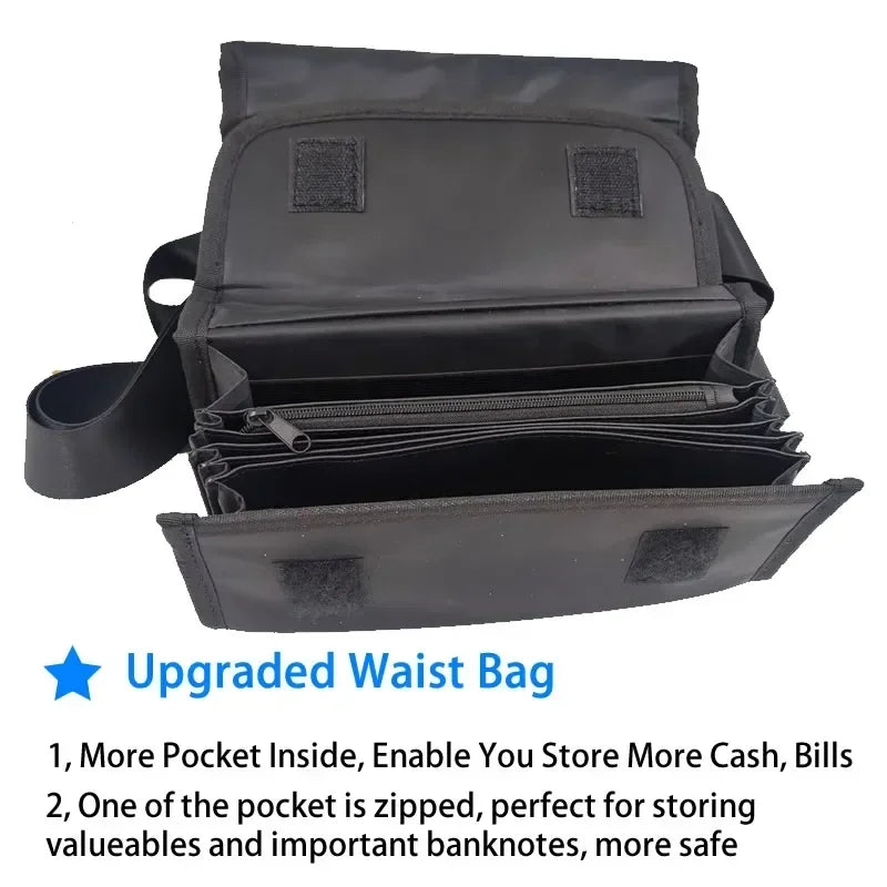 6-Slot Euro Coin Dispenser Waist Wallet – Waiter & Driver Cash Coin Holder with Zipper Pocket