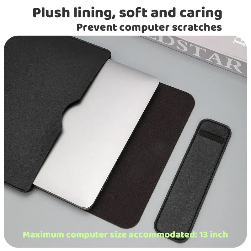 PU 13-Inch (33 cm) Waterproof Laptop Sleeve with Pen Case – Protective Sleeve for MacBook Air/Pro, Multiple Colors