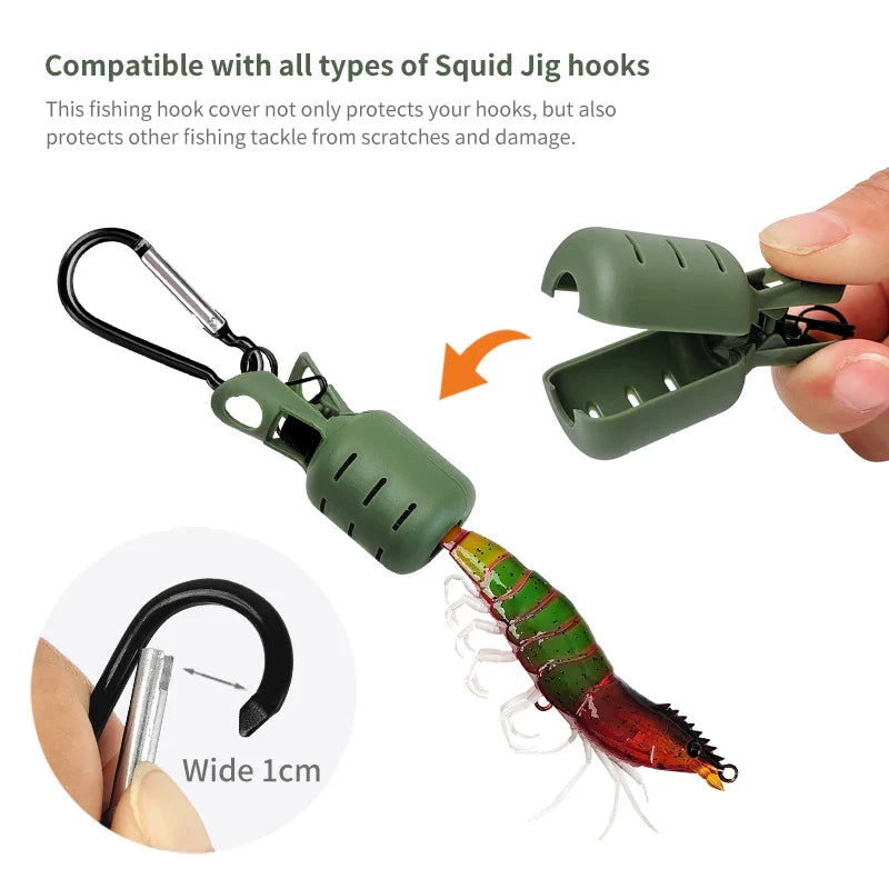 6-Pack Squid Jig Bait Protector Kit — Egi Hook Covers with Carabiner, Webfoot Octopus and Cuttlefish Lure Caps