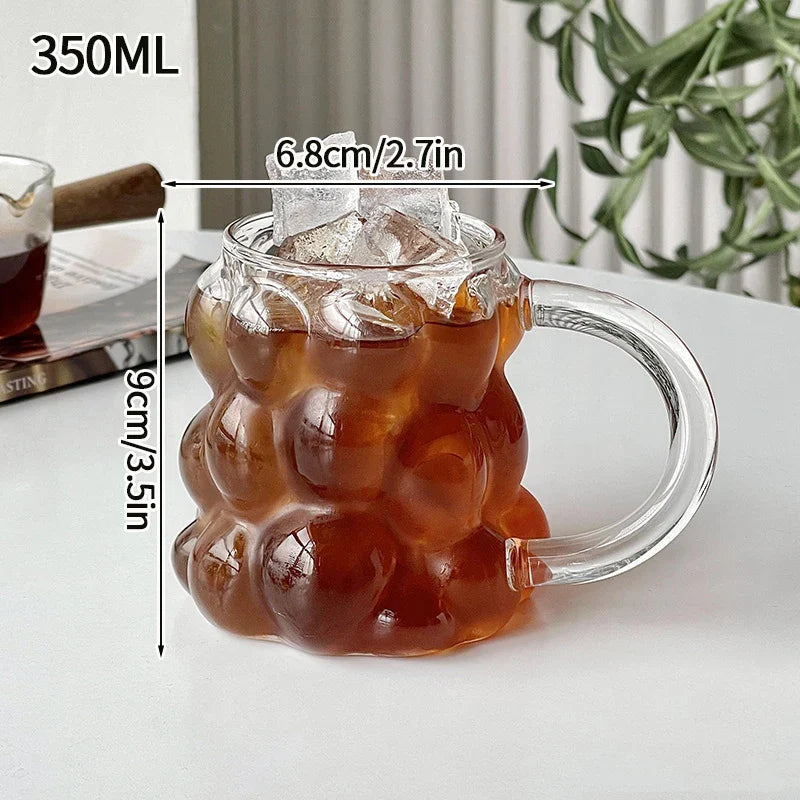 Aesthetic Borosilicate Glass Coffee Cups – Heat-Resistant Iced Coffee & Tea Glasses, 350ml (12oz) & 465ml (16oz)