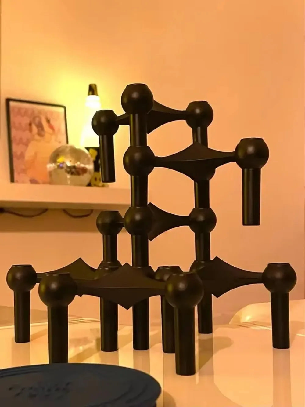 Molecular Structure Stainless Steel Candle Holder - Nordic Silver Candelabra Centerpiece