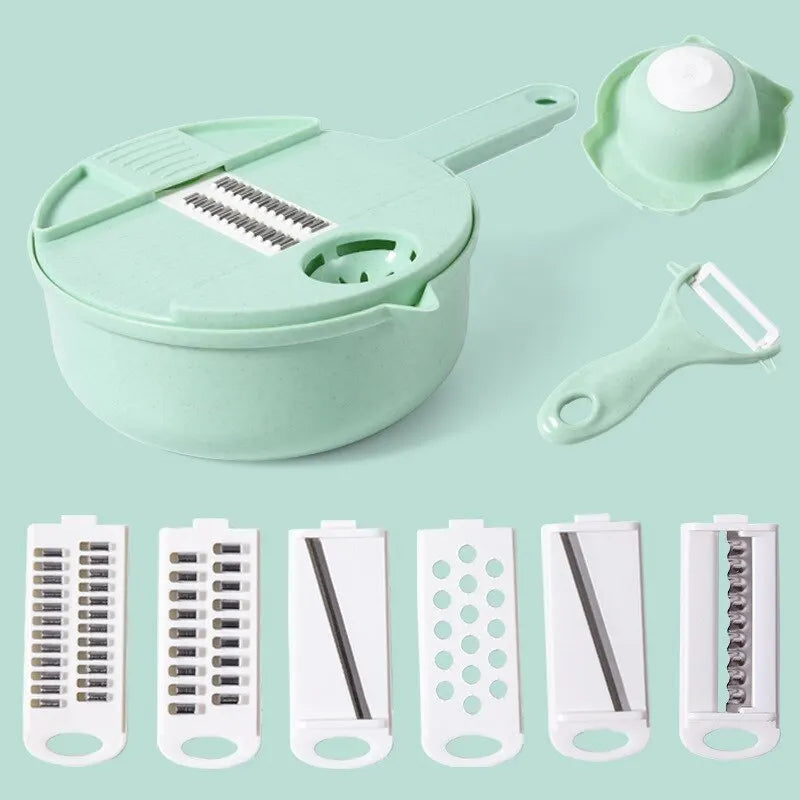 Manual Vegetable Chopper & Grater – Handheld Salad Shredder for Carrots and Potatoes – Eco-Friendly (Pink, Green, Blue)