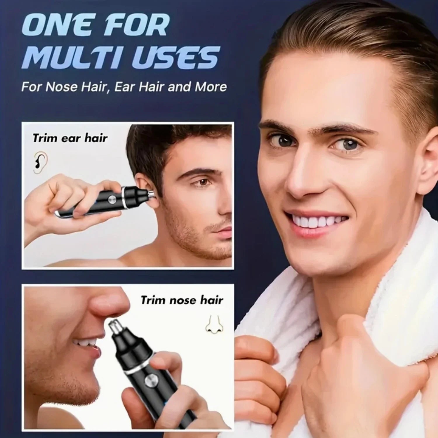 Rechargeable Electric Nose Hair Trimmer - Washable Automatic Painless Unisex Groomer