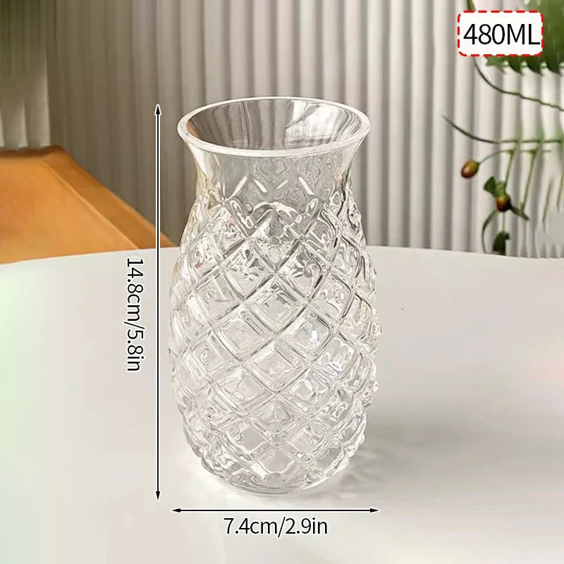 Wave Ripple Glass Tumbler - Transparent Iced Coffee & Milk Tea Cup, 280 ml (9.5 fl oz) & 530 ml (18 fl oz)