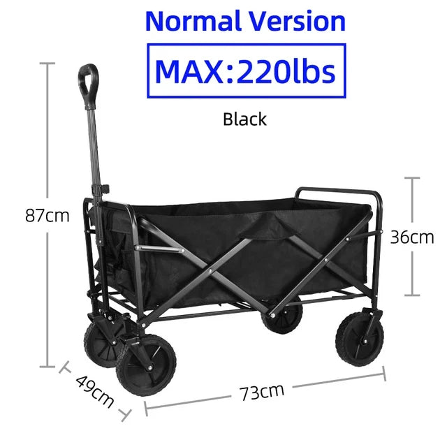 Collapsible Folding Beach Wagon Cart – Heavy-Duty 500 lb (227 kg) Portable Utility & Camping Trolley