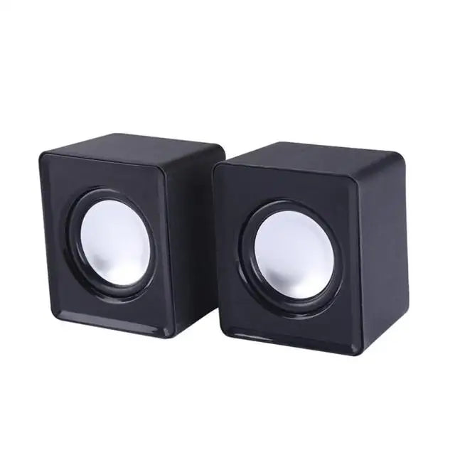 Mini USB Computer Speakers 2.0 Stereo – Portable Desktop & Laptop Speakers, 3.5mm AUX, RMS 3W x2 (Blue/Black/Red/White)