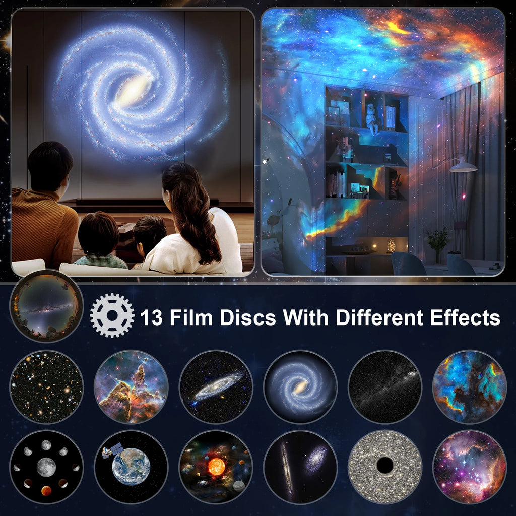 Galaxy Star Projector Planetarium Night Light – 13-in-1 Solar System & Constellation Projector for Kids' Bedroom