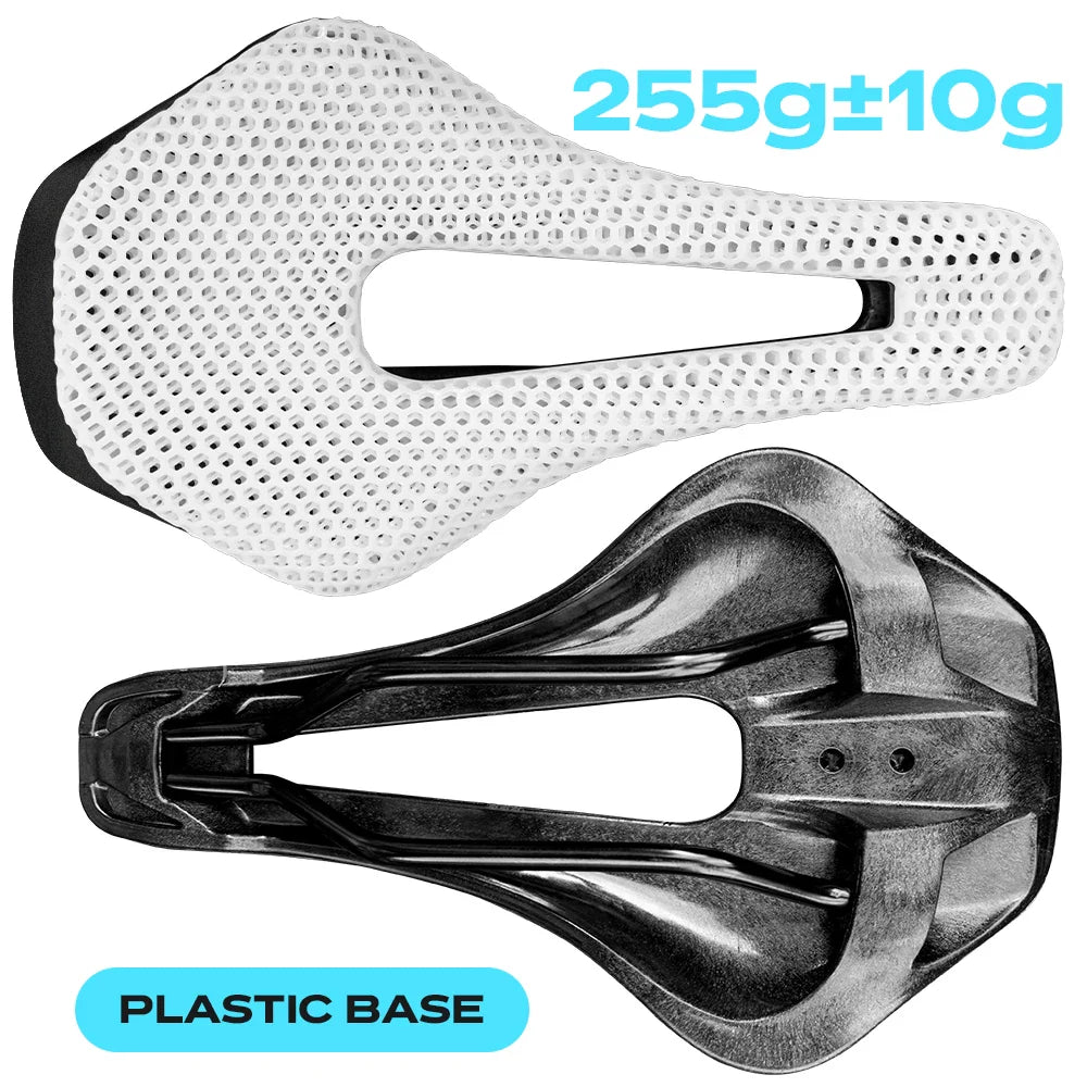 3D Printed Carbon Fiber Bicycle Saddle 255x150mm (10 x 5.9 in) – Ultralight Hollow Breathable MTB & Road Bike Seat