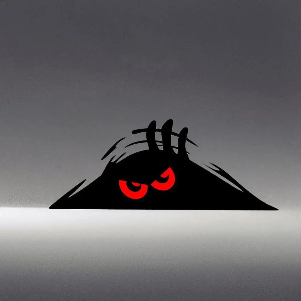 Peeping Eye Car Door Sticker Reflective Carbon Fiber Look Decal 190 x 77mm (7.48 x 3.03 in) Red Eyes