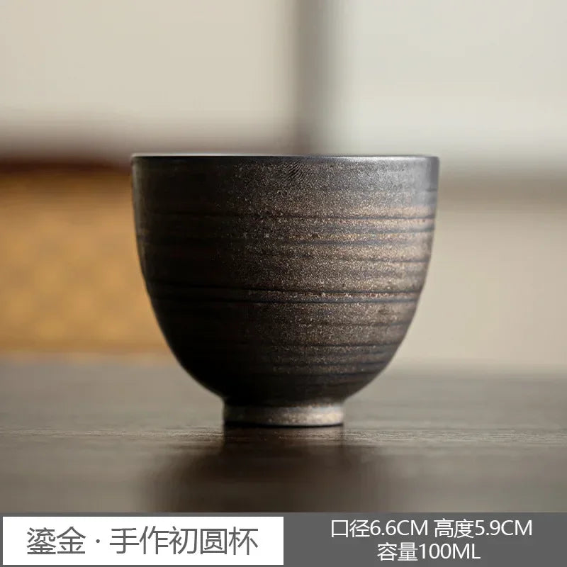Japanese Style Rough Pottery Espresso & Gongfu Tea Cup Retro Ceramic Mug for Office and Home