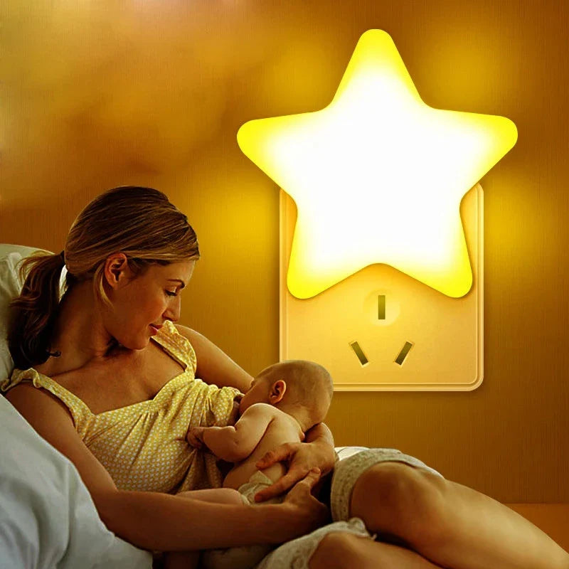 LED Star Night Light with EU/US Plug - Bedside Lamp for Bedroom, Nursery, Living Room & Corridor
