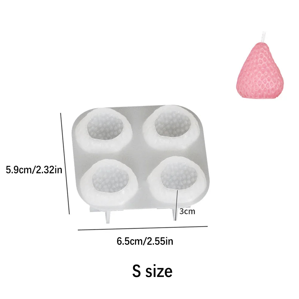 3D Strawberry Silicone Candle Mold - Cute Fruit DIY Candle Making Kit for Valentine's Day, Weddings & Home Decor